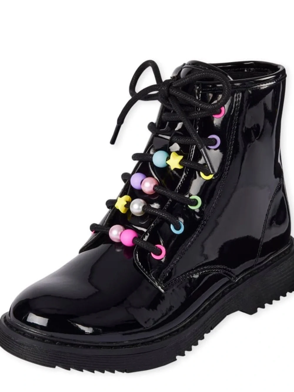 The Children’s Place Beaded Lace Up Boots Girls Size 2 Black